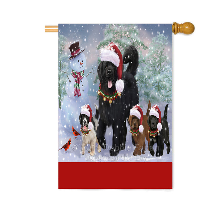 Personalized Christmas Running Family Newfoundland Dogs Custom House Flag FLG-DOTD-A60396