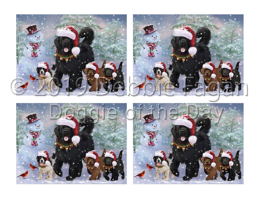 Christmas Running Fammily Newfoundland Dogs Placemat