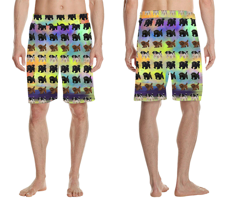 Paradise Wave Newfoundland Dogs All Over Print Men's Casual Shorts