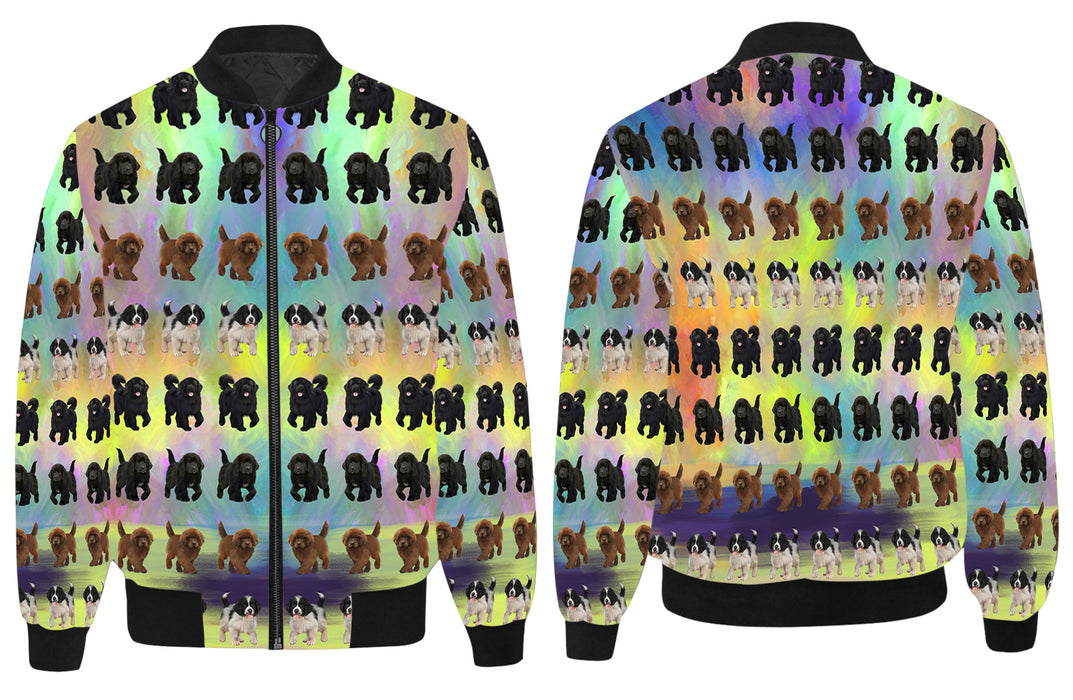 Paradise Wave Newfoundland Dogs All Over Print Quilted Bomber Men's Jacket