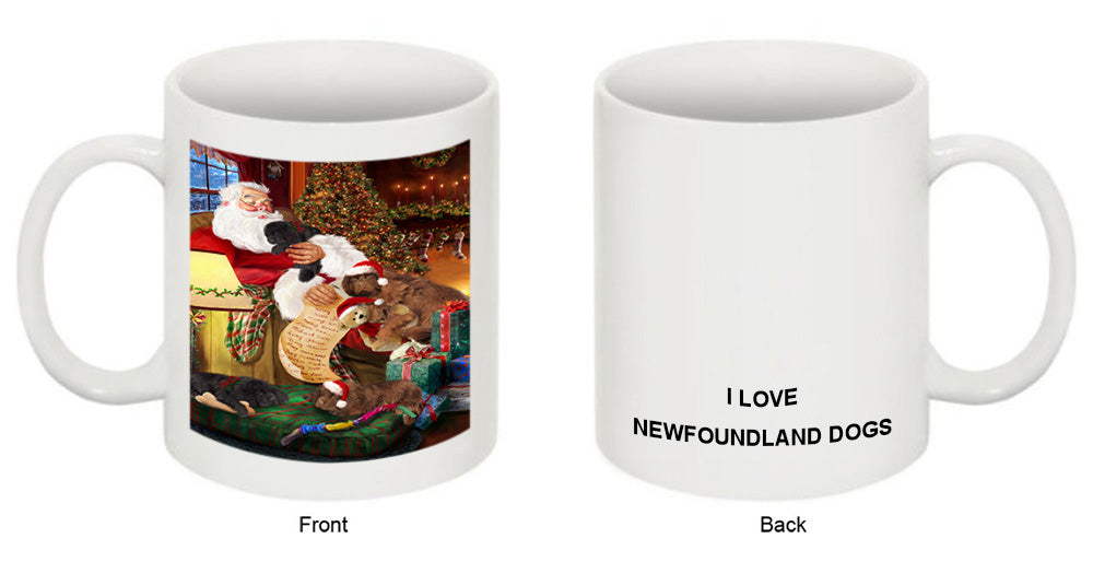 Newfoundland Dogs and Puppies Sleeping with Santa  Coffee Mug MUG49785