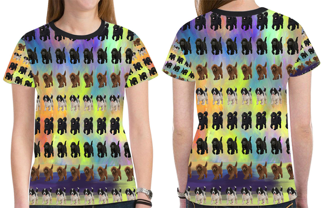 Paradise Wave Newfoundland Dogs All Over Print Mesh Women's T-shirt