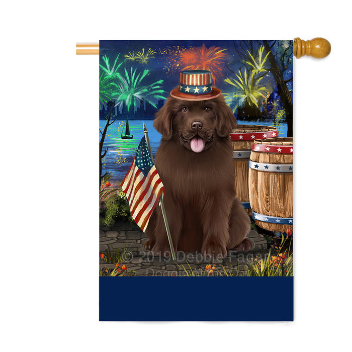 Personalized 4th of July Firework Newfoundland Dog Custom House Flag FLG-DOTD-A58044