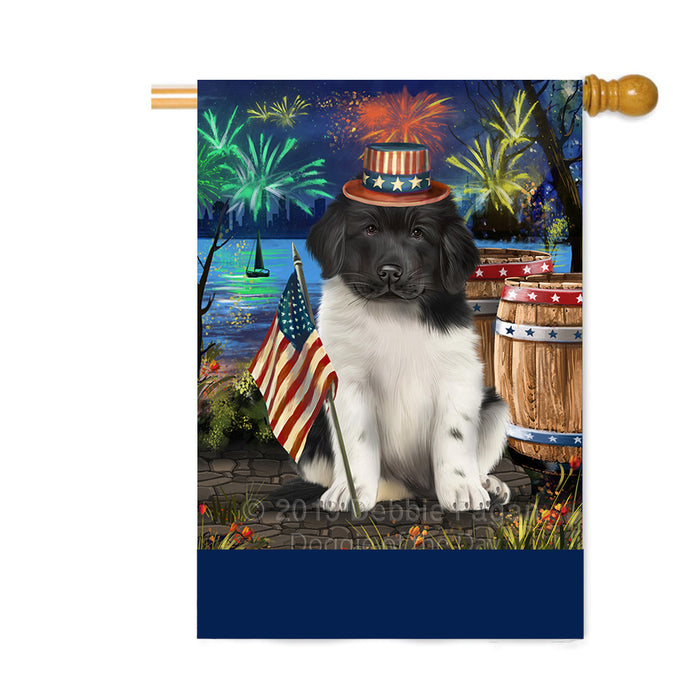Personalized 4th of July Firework Newfoundland Dog Custom House Flag FLG-DOTD-A58045