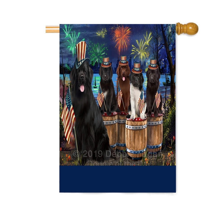 Personalized 4th of July Firework Newfoundland Dogs Custom House Flag FLG-DOTD-A58047