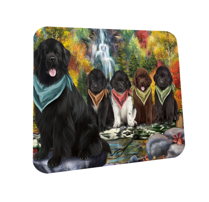 Scenic Waterfall Newfoundland Dogs Coasters Set of 4 CST54628
