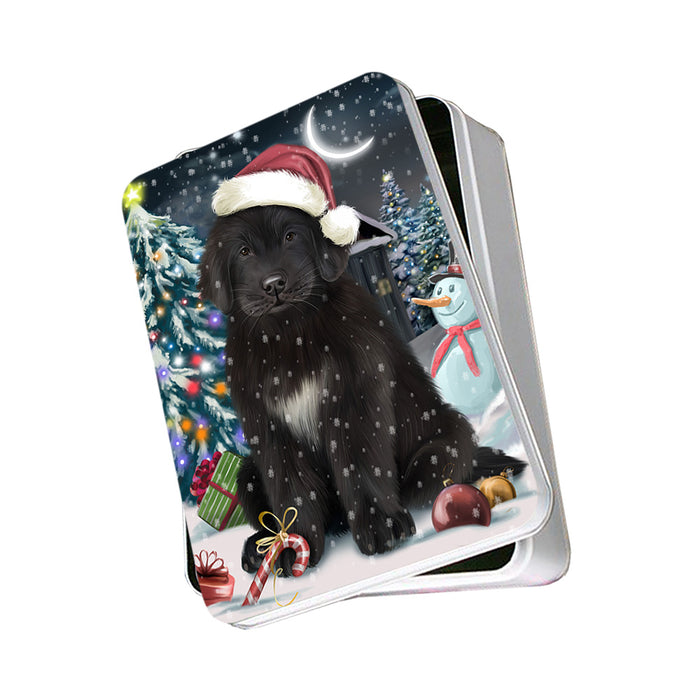 Have a Holly Jolly Christmas Happy Holidays Newfoundland Dog Photo Storage Tin PITN54184