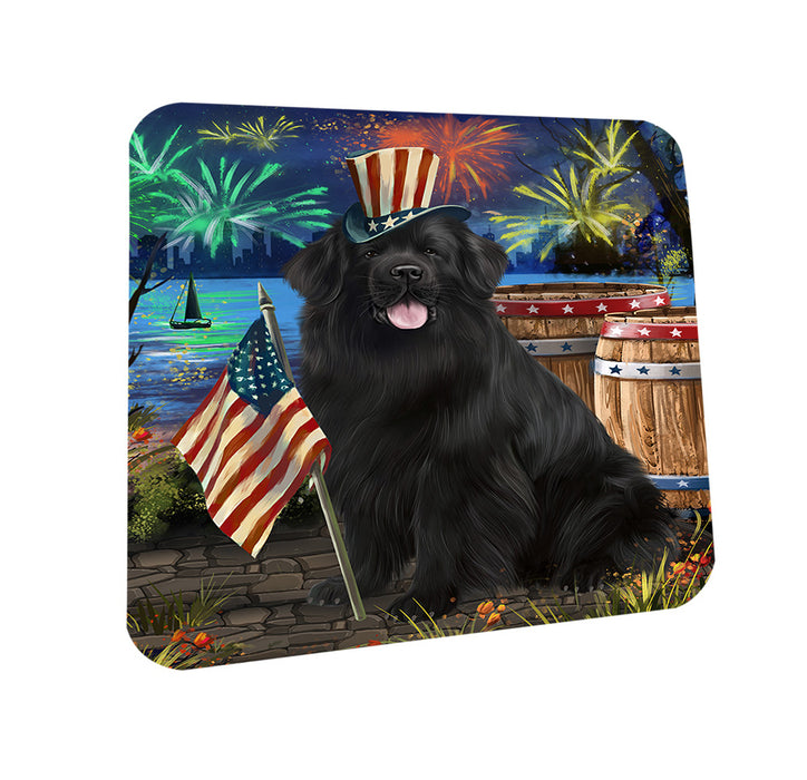 4th of July Independence Day Firework Newfoundland Dog Coasters Set of 4 CST54015