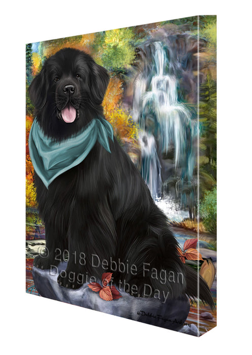Scenic Waterfall Newfoundland Dog Canvas Print Wall Art Décor CVS111041