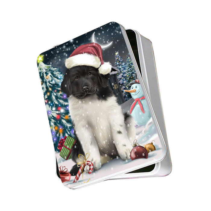 Have a Holly Jolly Christmas Happy Holidays Newfoundland Dog Photo Storage Tin PITN54186