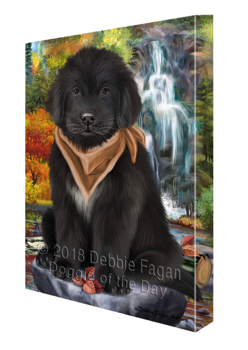 Scenic Waterfall Newfoundland Dog Canvas Print Wall Art Décor CVS111050