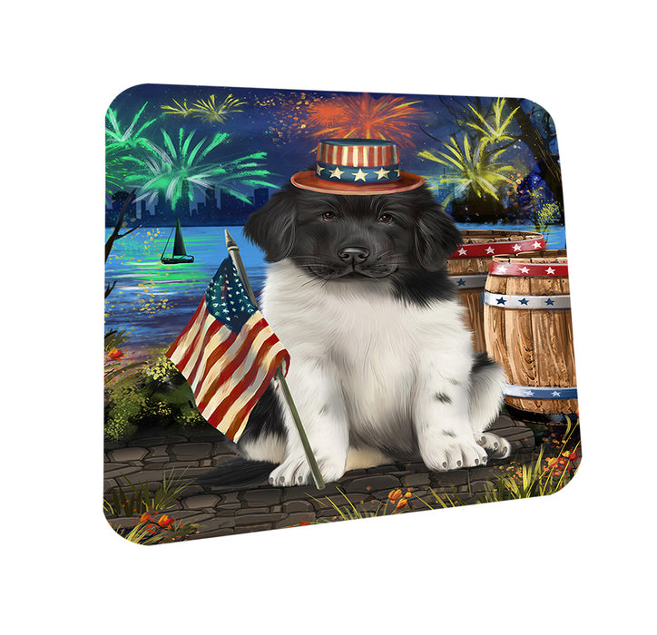 4th of July Independence Day Firework Newfoundland Dog Coasters Set of 4 CST54018