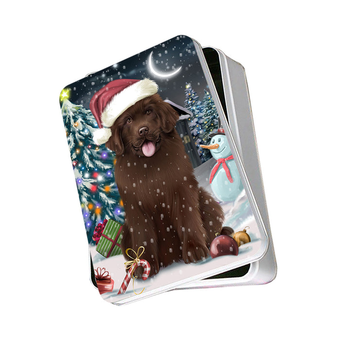 Have a Holly Jolly Christmas Happy Holidays Newfoundland Dog Photo Storage Tin PITN54187
