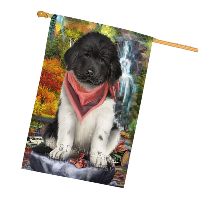Scenic Waterfall Newfoundland Dog House Flag FLG55000