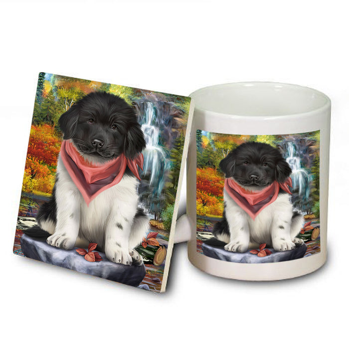 Scenic Waterfall Newfoundland Dog Mug and Coaster Set MUC54666