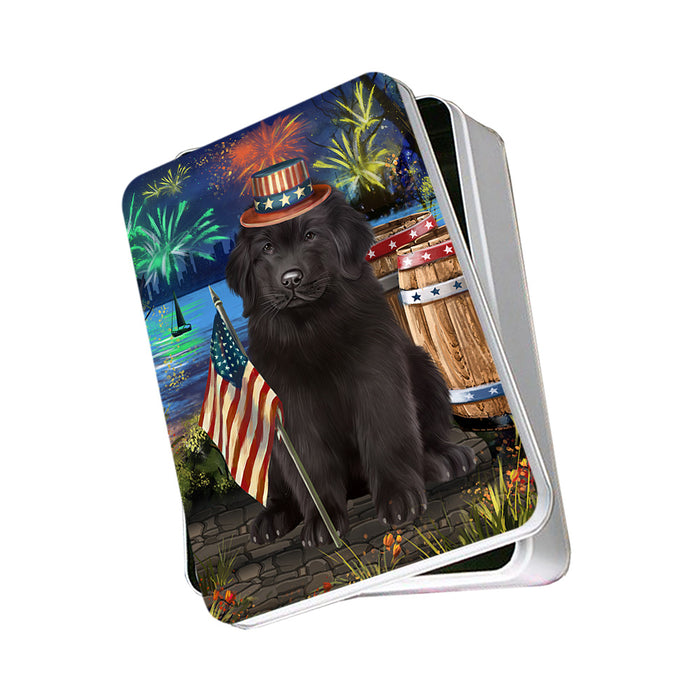 4th of July Independence Day Firework Newfoundland Dog Photo Storage Tin PITN54004