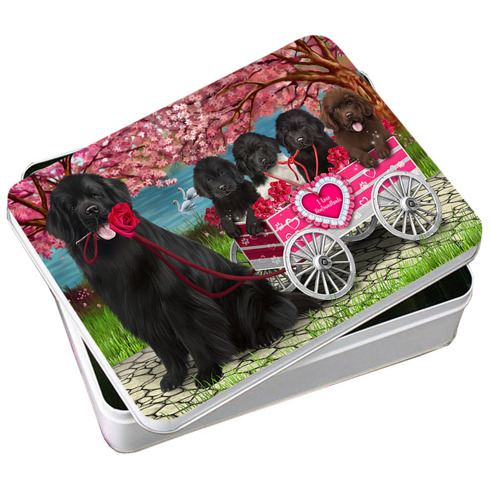 I Love Newfoundland Dogs in a Cart Photo Storage Tin PITN54153