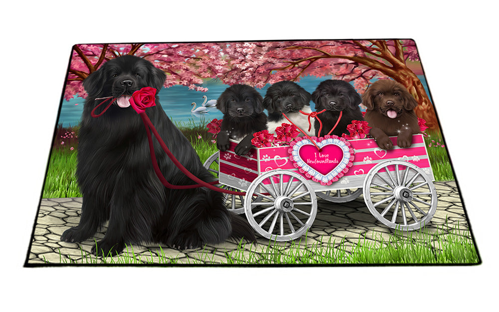 I Love Newfoundland Dogs in a Cart Floormat FLMS54502