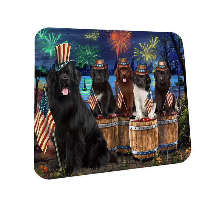 4th of July Independence Day Firework Newfoundland Dogs Coasters Set of 4 CST54070