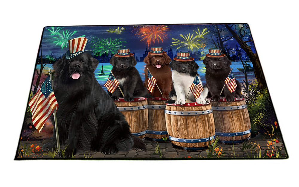 4th of July Independence Day Firework Newfoundland Dogs Floormat FLMS54371