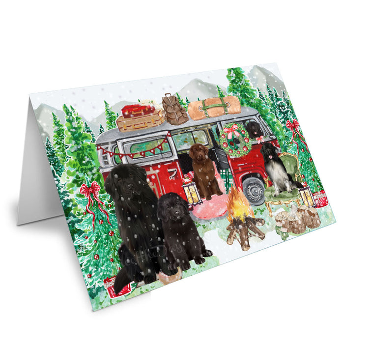 Christmas Time Camping with Newfoundland Dogs Handmade Artwork Assorted Pets Greeting Cards and Note Cards with Envelopes for All Occasions and Holiday Seasons