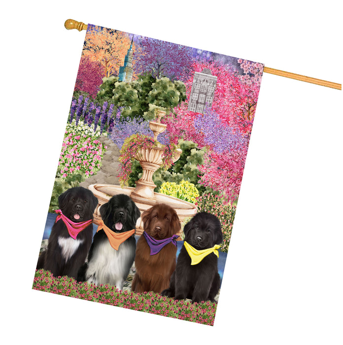 Newfoundland Dogs House Flag: Explore a Variety of Designs, Weather Resistant, Double-Sided, Custom, Personalized, Home Outdoor Yard Decor for Dog and Pet Lovers