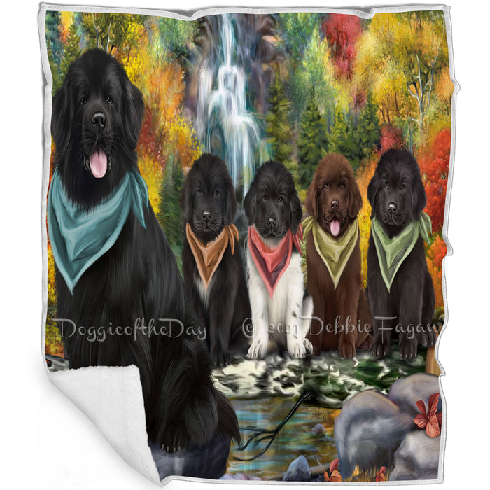 Scenic Waterfall Newfoundland Dogs Blanket BLNKT110523