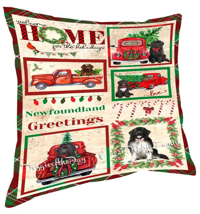 Welcome Home for Christmas Holidays Newfoundland Dogs Pillow with Top Quality High-Resolution Images - Ultra Soft Pet Pillows for Sleeping - Reversible & Comfort - Ideal Gift for Dog Lover - Cushion for Sofa Couch Bed - 100% Polyester