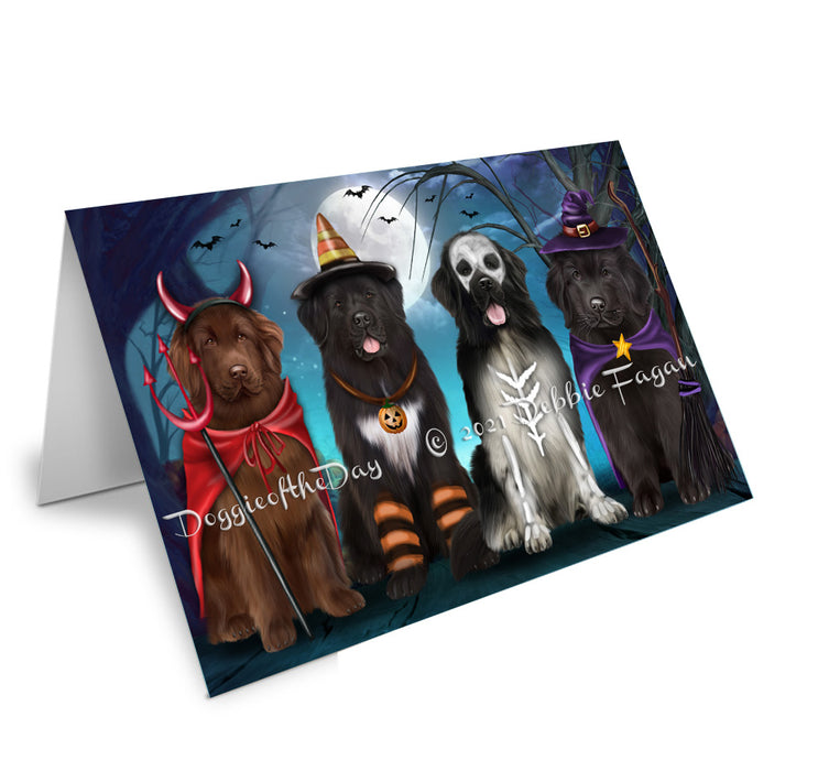 Happy Halloween Trick or Treat Newfoundland Dogs Handmade Artwork Assorted Pets Greeting Cards and Note Cards with Envelopes for All Occasions and Holiday Seasons GCD76784