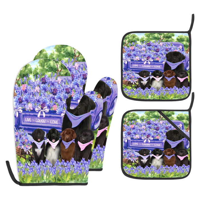 Newfoundland Oven Mitts and Pot Holder: Explore a Variety of Designs, Potholders with Kitchen Gloves for Cooking, Custom, Personalized, Gifts for Pet & Dog Lover