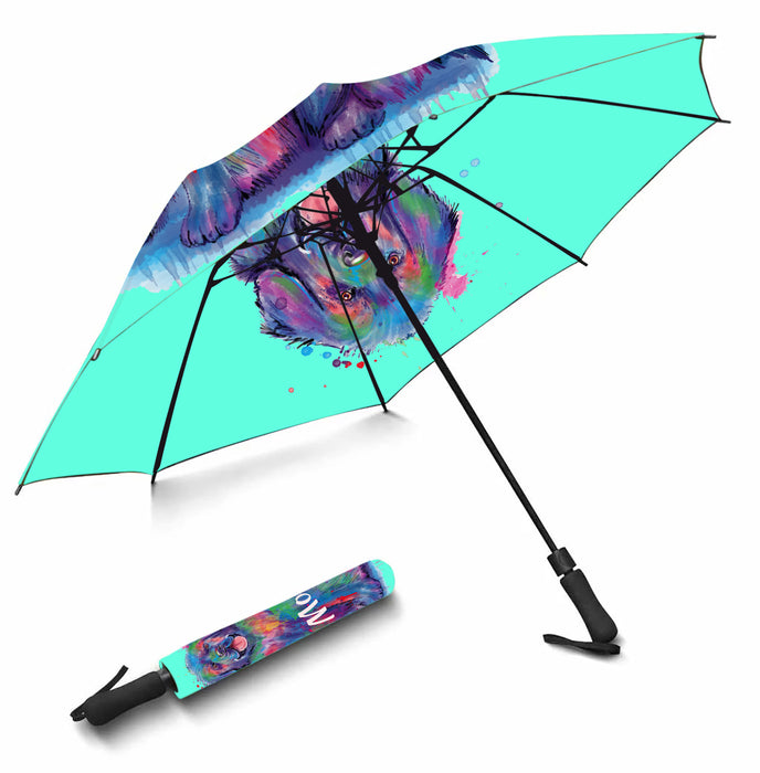 Custom Pet Name Personalized Watercolor Newfoundland DogSemi-Automatic Foldable Umbrella