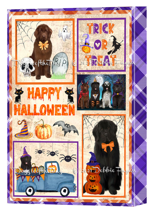 Happy Halloween Trick or Treat Newfoundland Dogs Canvas Wall Art Decor - Premium Quality Canvas Wall Art for Living Room Bedroom Home Office Decor Ready to Hang CVS150668