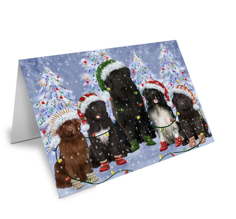 Christmas Lights and Newfoundland Dogs Handmade Artwork Assorted Pets Greeting Cards and Note Cards with Envelopes for All Occasions and Holiday Seasons