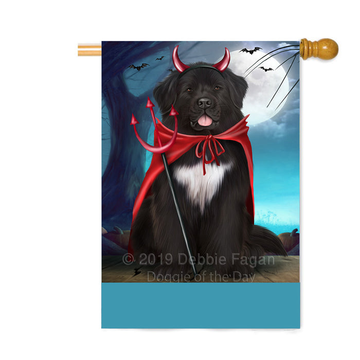 Personalized Happy Halloween Trick or Treat Newfoundland Dog Devil Custom House Flag FLG64170