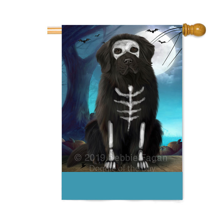 Personalized Happy Halloween Trick or Treat Newfoundland Dog Skeleton Custom House Flag FLG64225