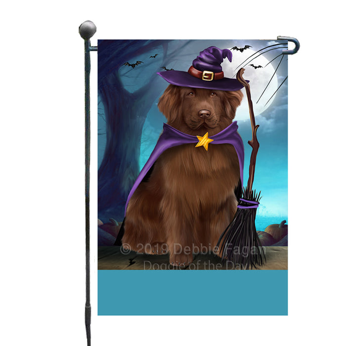Personalized Happy Halloween Trick or Treat Newfoundland Dog Witch Custom Garden Flag GFLG64589