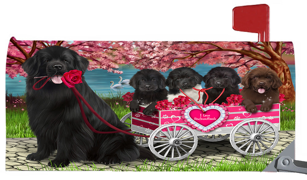 I Love Newfoundland Dogs in a Cart Magnetic Mailbox Cover MBC48568