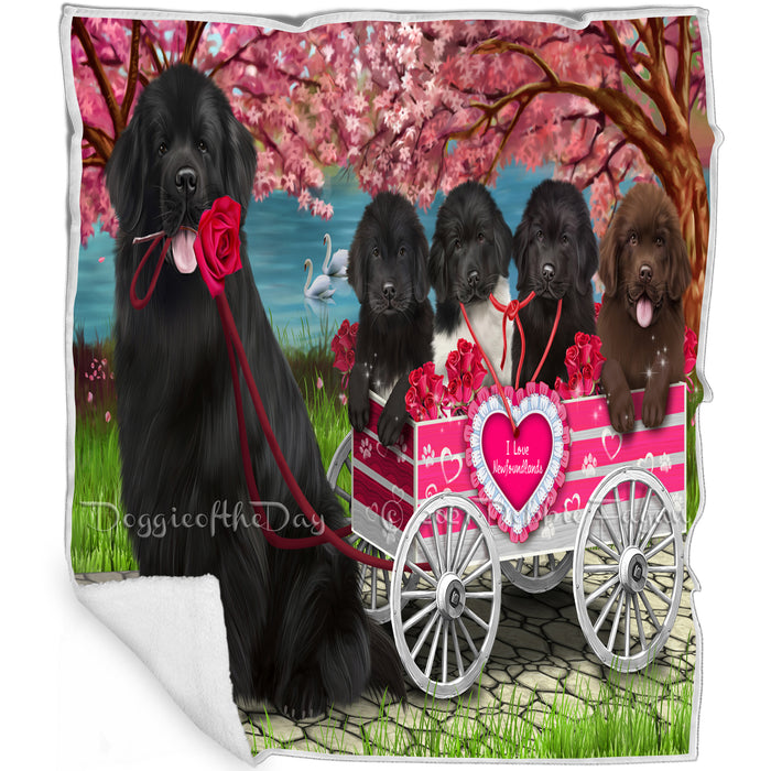 I Love Newfoundland Dogs in a Cart Blanket BLNKT105231