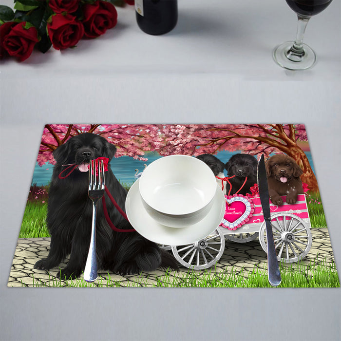 I Love Newfoundland Dogs in a Cart Placemat