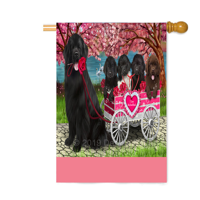 Personalized I Love Newfoundland Dogs in a Cart Custom House Flag FLG-DOTD-A62225