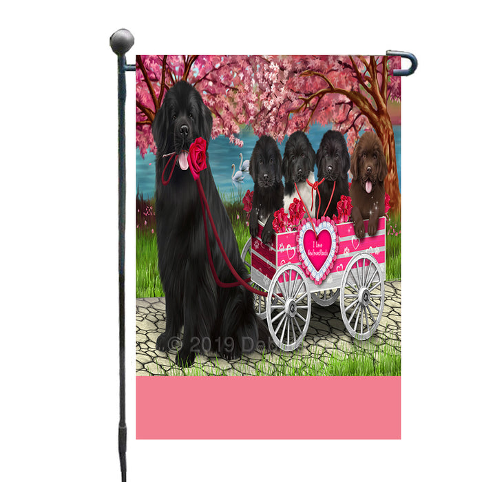 Personalized I Love Newfoundland Dogs in a Cart Custom Garden Flags GFLG-DOTD-A62169