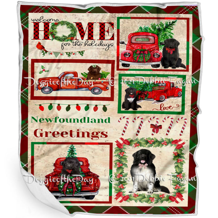 Welcome Home for Christmas Holidays Newfoundland Dogs Blanket BLNKT72061
