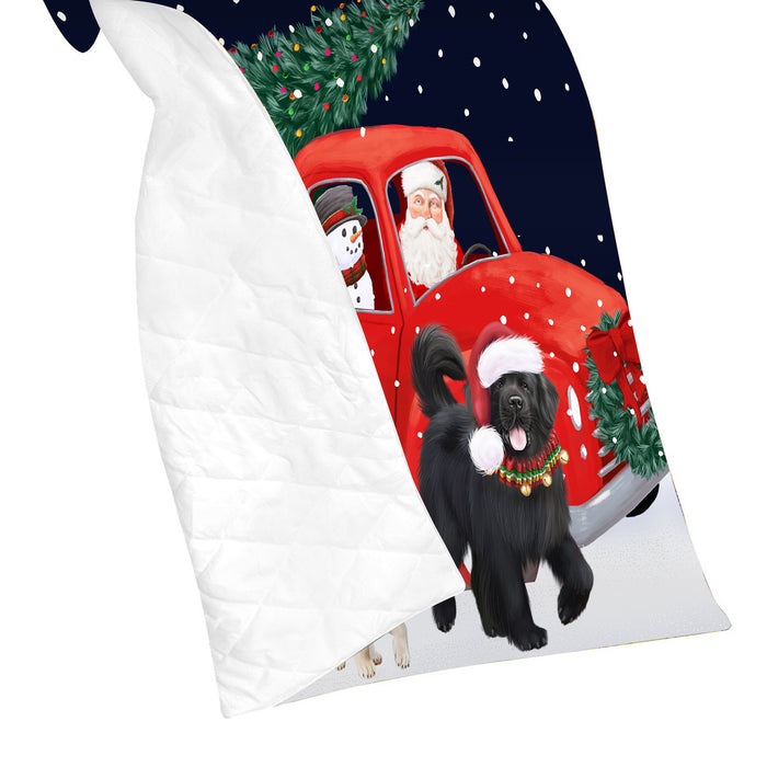 Christmas Express Delivery Red Truck Running Old English Sheepdogs Lightweight Soft Bedspread Coverlet Bedding Quilt QUILT59971