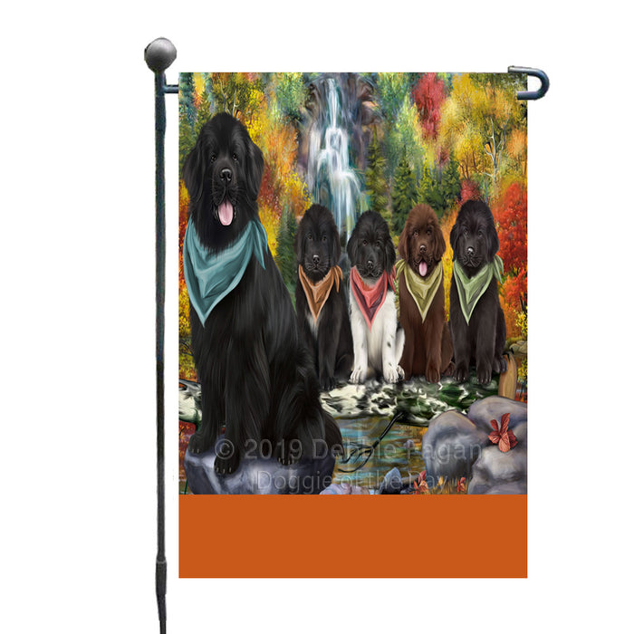 Personalized Scenic Waterfall Newfoundland Dog Custom Garden Flags GFLG-DOTD-A60835