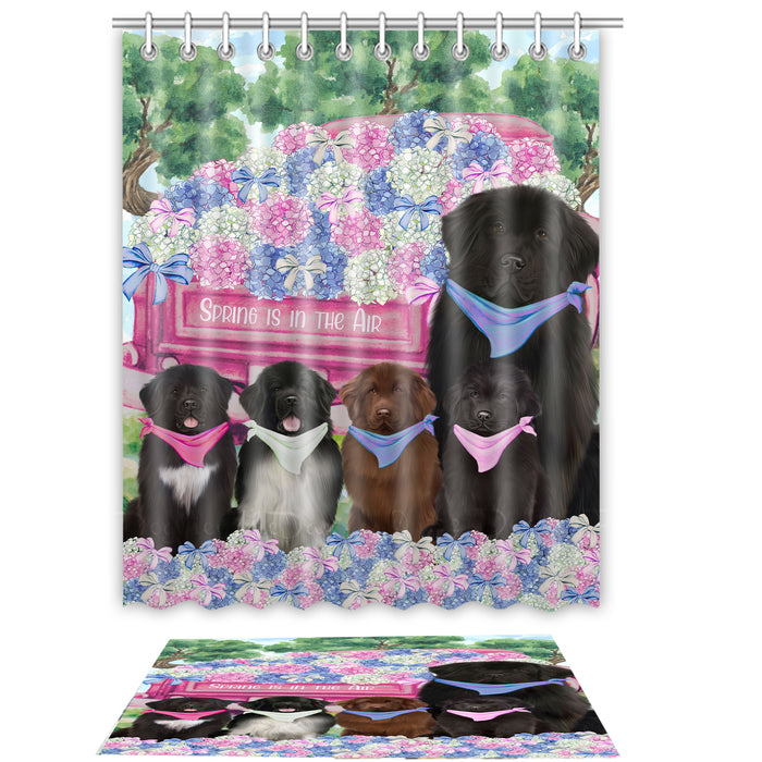 Newfoundland Shower Curtain with Bath Mat Set: Explore a Variety of Designs, Personalized, Custom, Curtains and Rug Bathroom Decor, Dog and Pet Lovers Gift