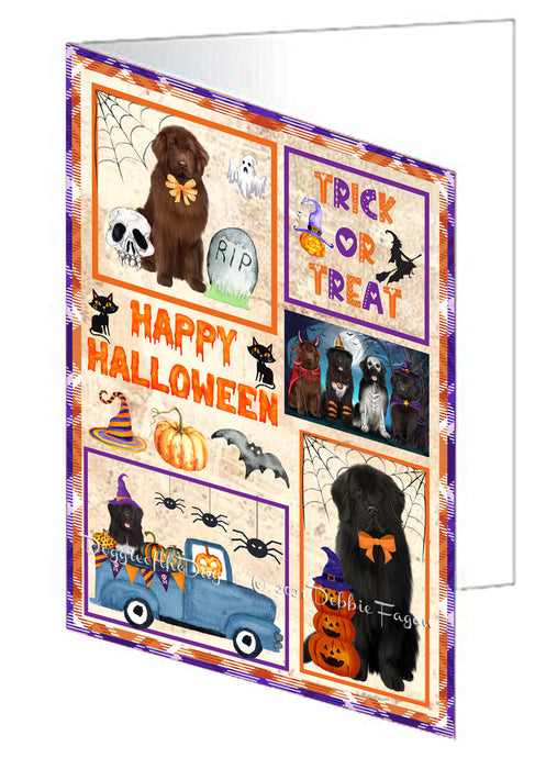 Happy Halloween Trick or Treat Newfoundland Dogs Handmade Artwork Assorted Pets Greeting Cards and Note Cards with Envelopes for All Occasions and Holiday Seasons GCD76550