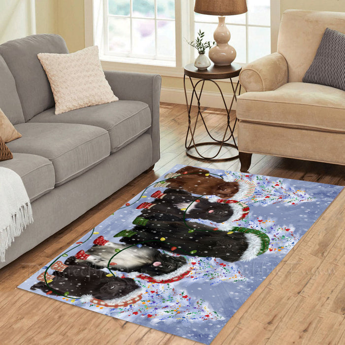 Christmas Lights and Newfoundland Dogs Area Rug - Ultra Soft Cute Pet Printed Unique Style Floor Living Room Carpet Decorative Rug for Indoor Gift for Pet Lovers