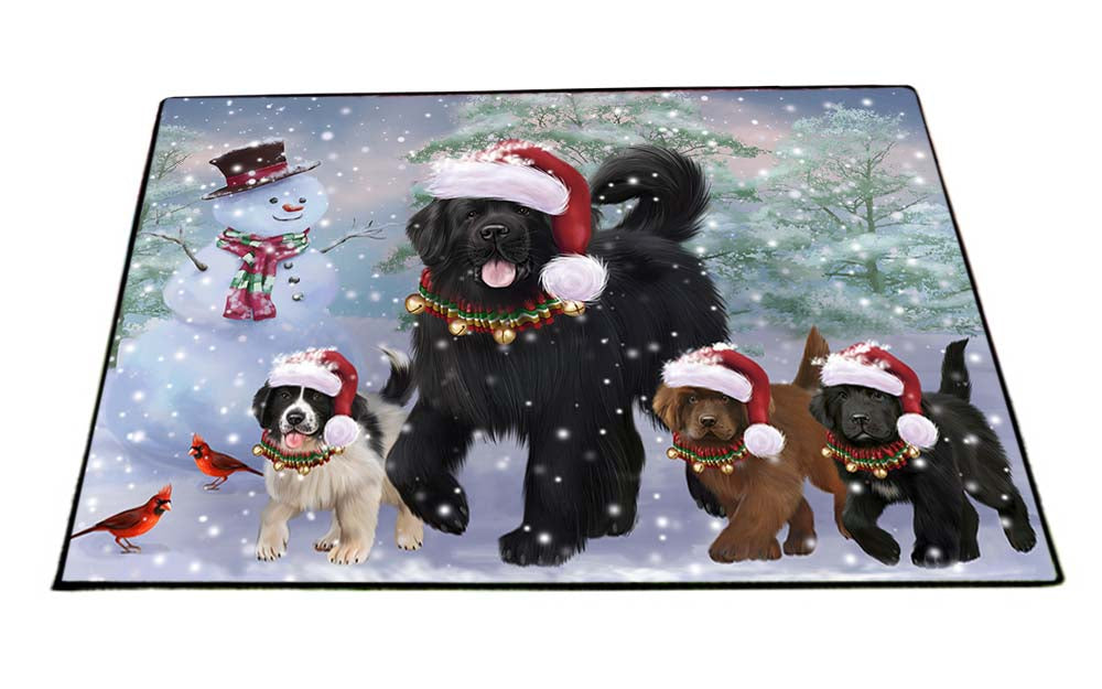 Christmas Running Family Newfoundlands Dog Floormat FLMS52836