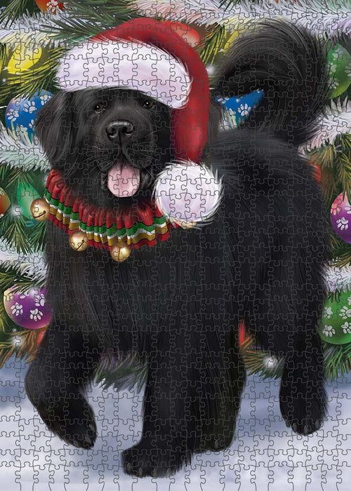Trotting in the Snow Newfoundland Dog Puzzle with Photo Tin PUZL89996