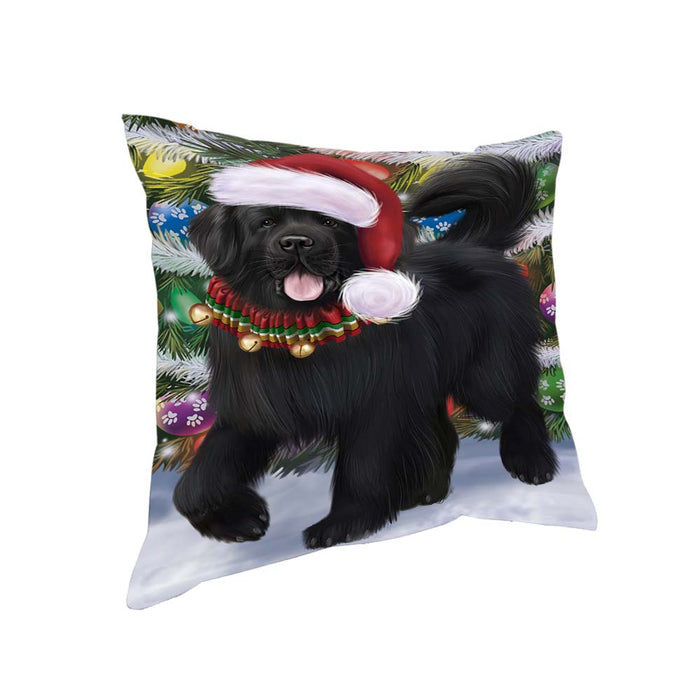 Trotting in the Snow Newfoundland Dog Pillow PIL70720